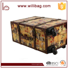Wholesale Classical Design Leather Vintage Trolley Luggage